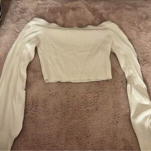 garage cropped sweater off the shoulder top